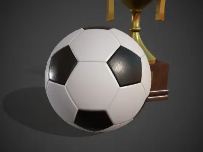 Soccer Ball and Trophy Cup Low-poly 3D model