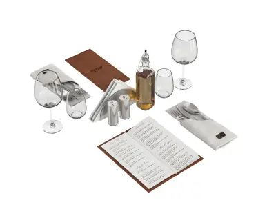 Restaurant table decorative set 3D model