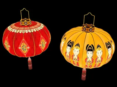 Chinese red lantern  3D model 6