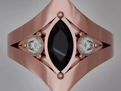 Noctis Rose 3D Ring Model with Diamonds and Black Onyx 3D model 3D model