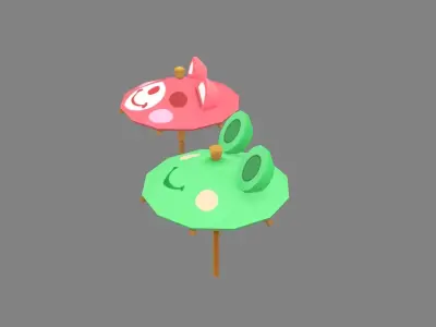 Cartoon umbrellas - bartender decoration Low-poly 3D model