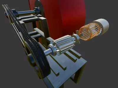 AC Electric Motor Low Poly PBR 3D Model Low-poly 3D model