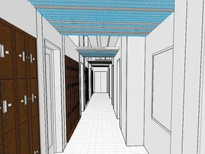 ceiling hallway with panels Free 3D model