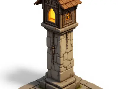 medieval urban stone lantern 5 3D print model
