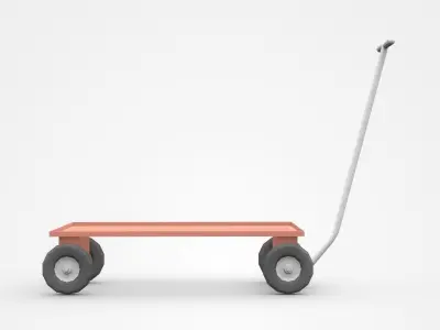 Four Wheels Iron Static Cart  3D model