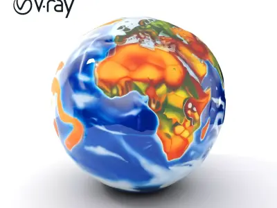 Highly Detailed Earth Globe Model Pack with Topography Low-poly 3D model