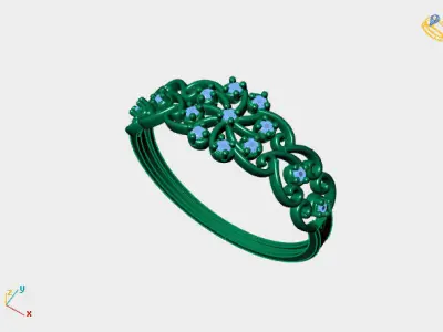 Women Ring Diamond Stone STL 3DM Lightweight Printable 3D print model 44