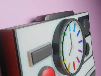 Clock polaroid camera icon Free low-poly 3D model