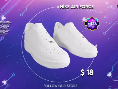 Nike Air Force 1 low white Low-poly 3D model purchase