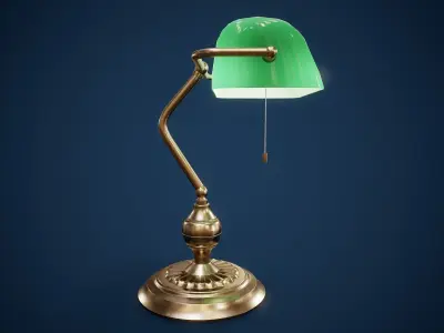 Bankers Lamp PBR Game Ready Low-poly 3D model