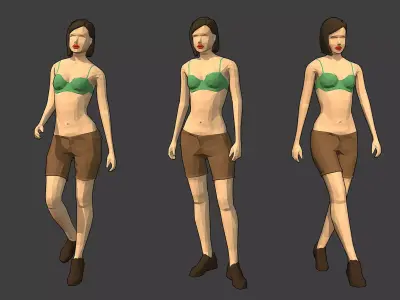 Rigged Lowpoly Female Character - Diana Low-poly 3D model