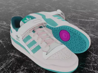 ADIDAS FORUM LOW - AQUA 3D SHOES Low-poly 3D model