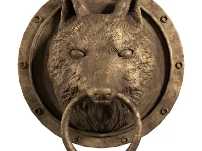 Wolf  Head Medalion - lowpoly PBR model Low-poly 3D model