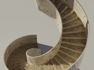 Marble stairway 3D model Low-poly 3D model