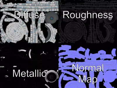 Hexagonal Dome Structure model pack Low-poly 3D model