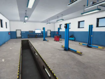 Modular Car Service Low-poly 3D model