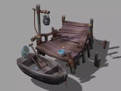Game Boat - Building Pier 03 3D model