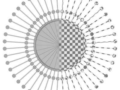 Hadfield Beaded Sunburst Wall Mounted Mirror W000705685 3D model