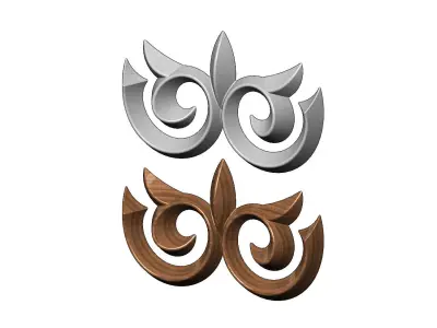 Floral decoration onlay and relief 3D print model