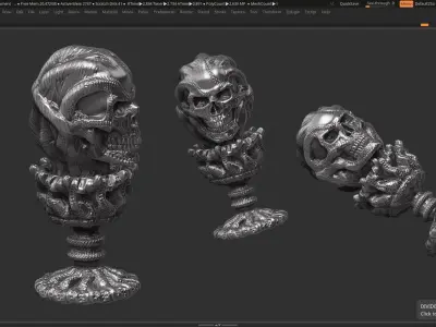 skull candle low poly and high poly 3d print model Low-poly 3D model