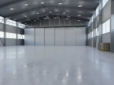 Airplane Hangar Interior 5b Low-poly 3D model