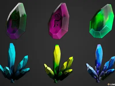 Stylized Crystal Collection  Low-poly 3D model