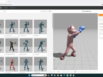 Boxing Pig Animal Animated Low-poly 3D model