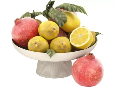 bowl of limes and pomegranates 3D model