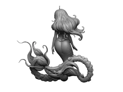 mermaid and octopus pendant 3D print model