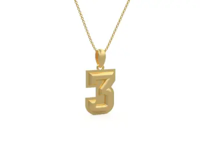 Model 1153 Number 3 Necklace Curved With Border 3D print model