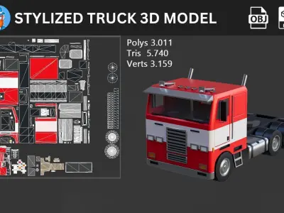 Stylized Truck 3D Model 3D model