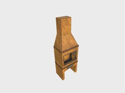 Brazilian Barbecue Grill 02 Brick - Interior Design Low-poly 3D model