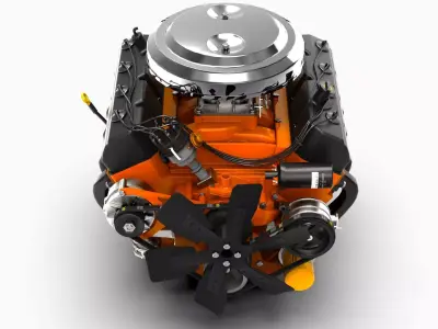 Dodge 426 Hemi V8 Engine Low-poly 3D model