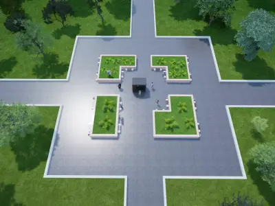 Public Park Landscape Coffee shop and chairs set 3D model