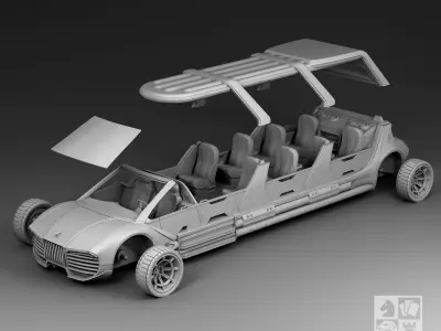 Futuristic Limousine with a hinged roof 3D print model