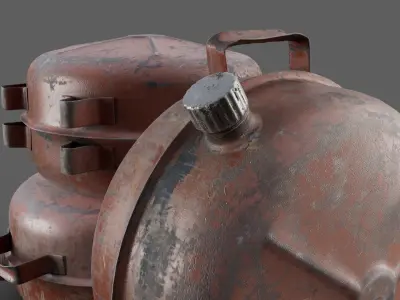 Canister realistic two rusty metal containers 3D model