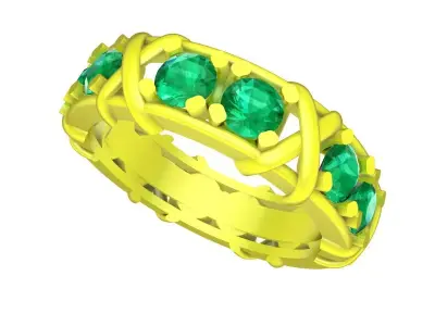Luxury Interwoven Gemstone Band Ring for Women 4855 3D print model