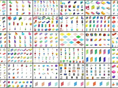 Furniture Bright Low-poly 3D model