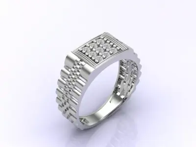 Print Ready STL 3DM  Gents Rings Diamond Men Ring  3D print model 66