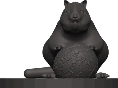 Chipmunk beaver playing with ball 3D model