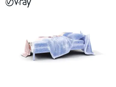 Elegant Canopy Bed with Drapes D Model Pack Low-poly 3D model