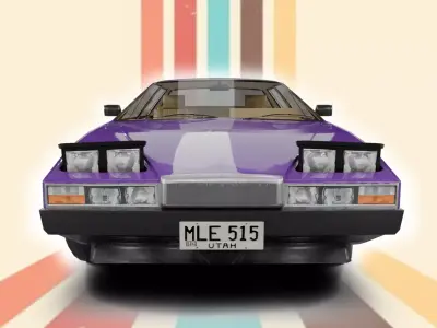 Old Classic Luxury Sedan with interior Low-poly 3D model