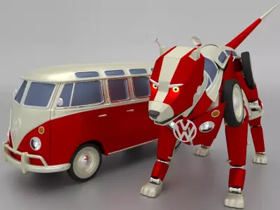 VW Bulli Samba T1 Transformer 3D model Free 3D model