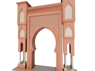 Traditional Moroccan Door Fes City 3D model
