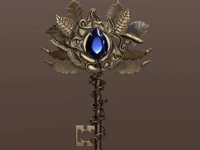 autum key Low-poly 3D model