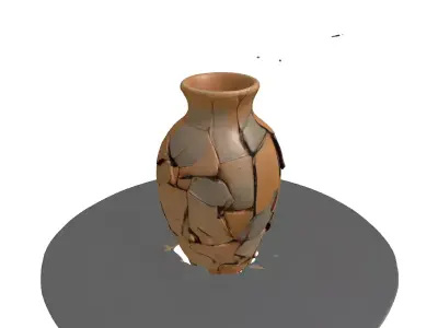 Rustic Fragmented Clay Vase Low-poly 3D model