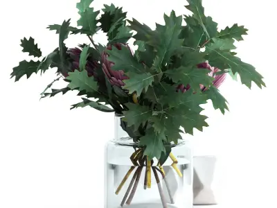 Protea and Oak leaves 3D model