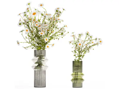 Bouquet Of White Wildflowers Chamomile Daisies 413 3D model