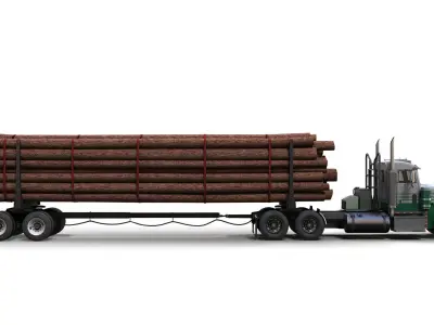 Peterbilt 379 log truck Low-poly 3D model