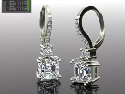Women Diamond Earrings 3D print model 113